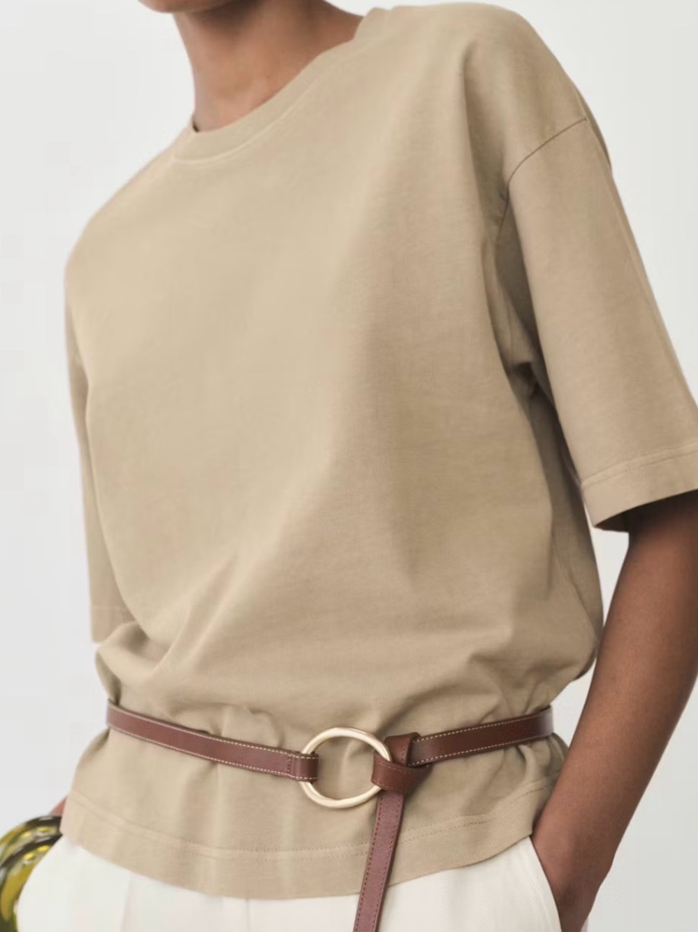 MNG Mango Women's Oversized Cotton T-shirt Small Khaki